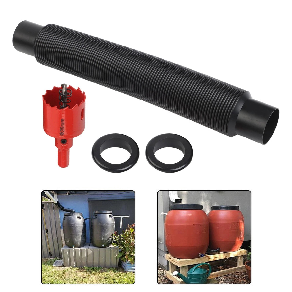 Plastic Rainwater Bucket Connector Kit for Garden Barrels