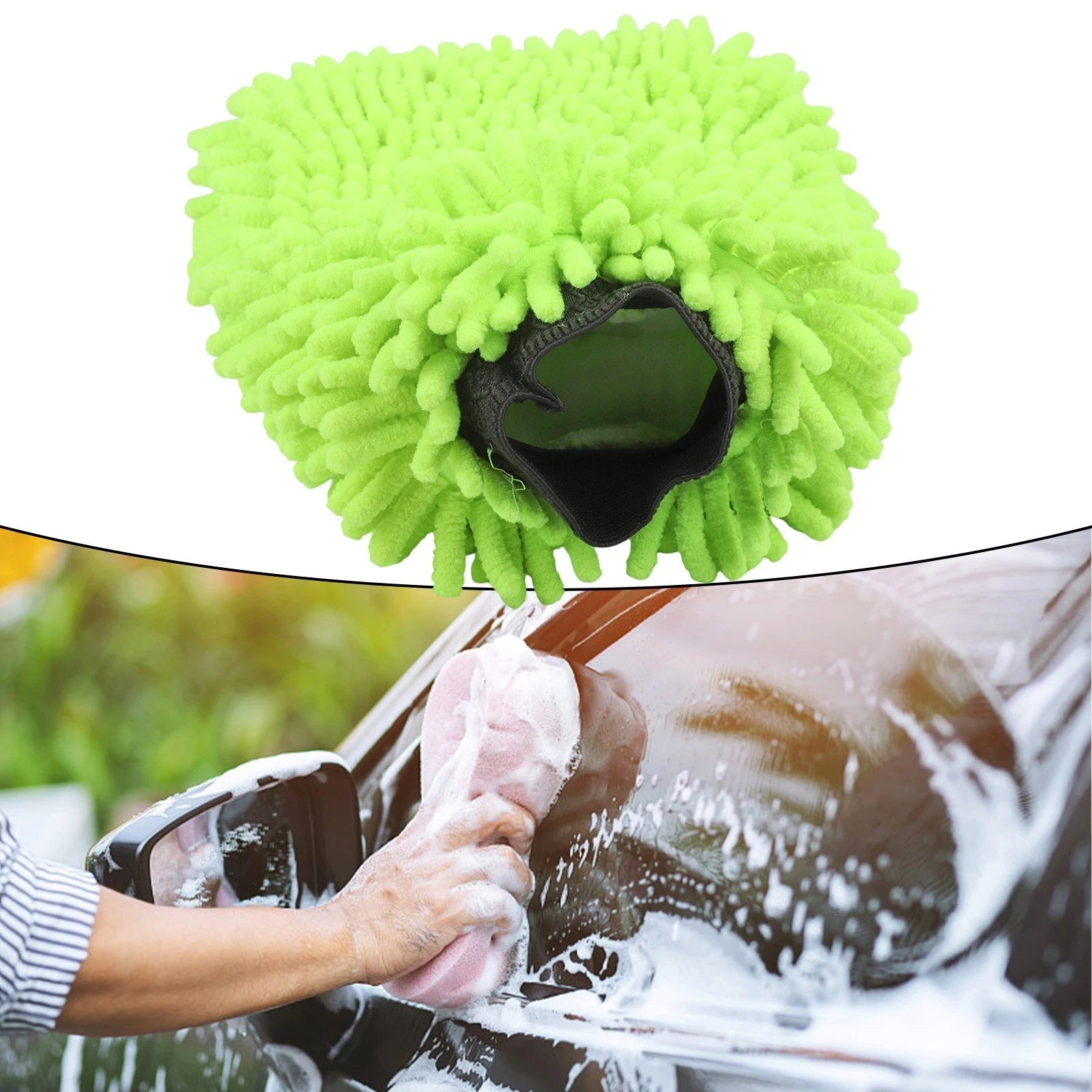 2X Chenille Microfiber Car Washing Gloves for Motorcycle Use