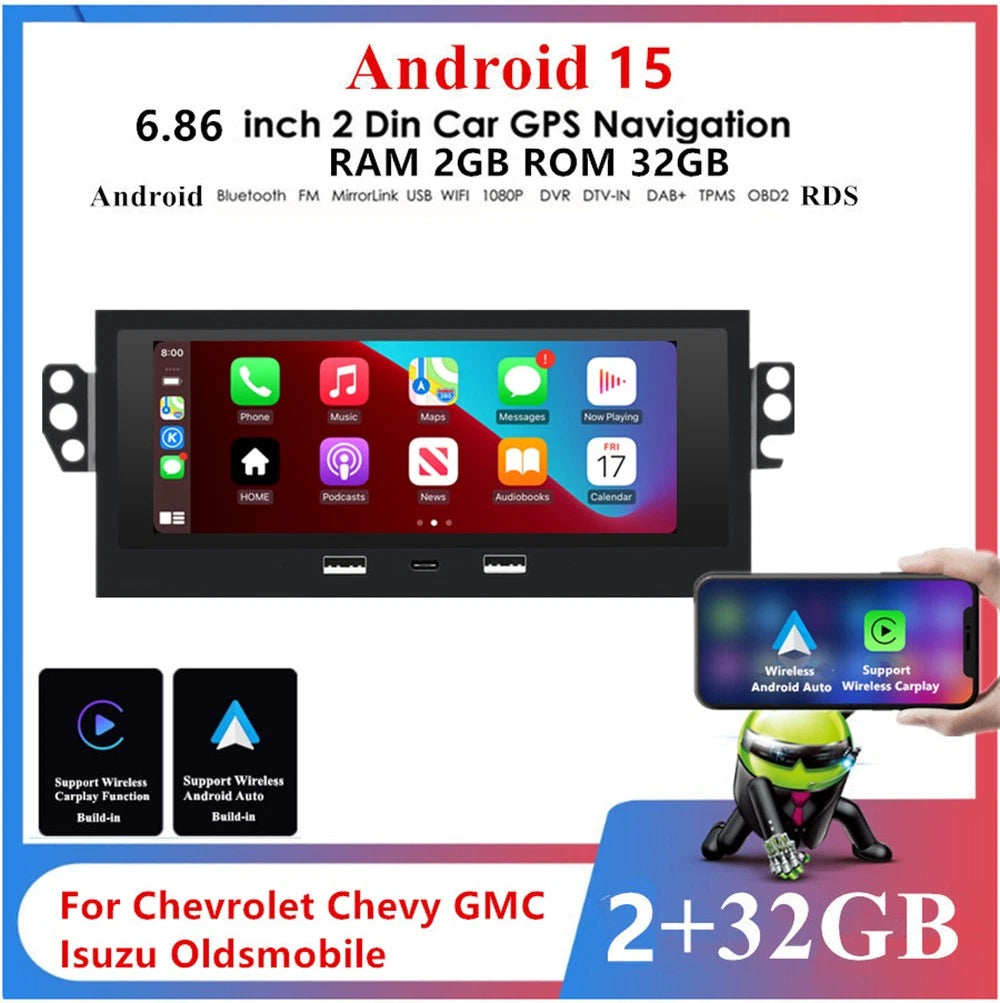 6.86'' Car Stereo GPS Head Unit for Chevrolet Blazer S10 (1998–2002)