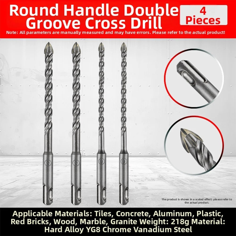 Round Shank Cross Drill Bit for SDSPLUS (Two Holes, Two Grooves)