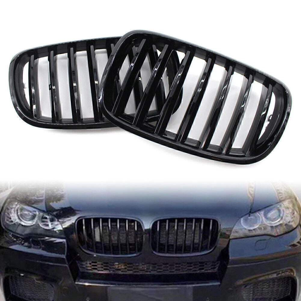 Gloss Black Front Kidney Grille for BMW X5 X6 E70 E71 (2007–2013)