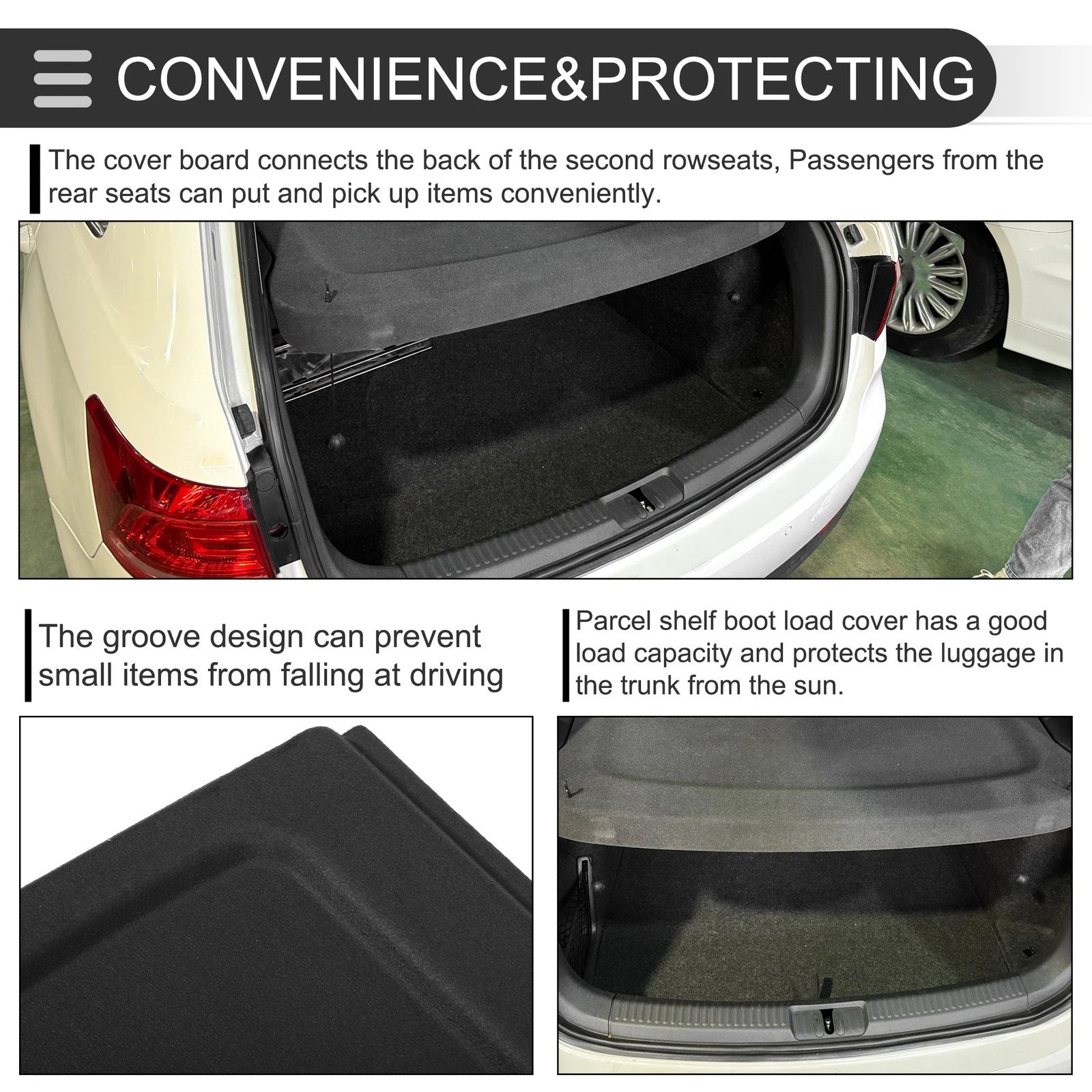 Parcel Shelf Boot Load Cover for Volkswagen Golf (2010–2014) Black
