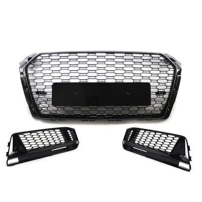 Front Bumper Grill Fog Light Covers for Audi A4 B9 S4 (2017–2018)