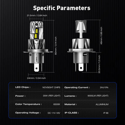 H4 9003 LED Headlight Bulbs for Novsight (Canbus)