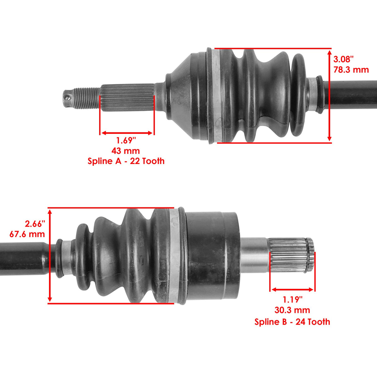 CV Joint Axle Set Front Rear Replacement for Kawasaki Teryx 750 KRF750 (2008–2011)