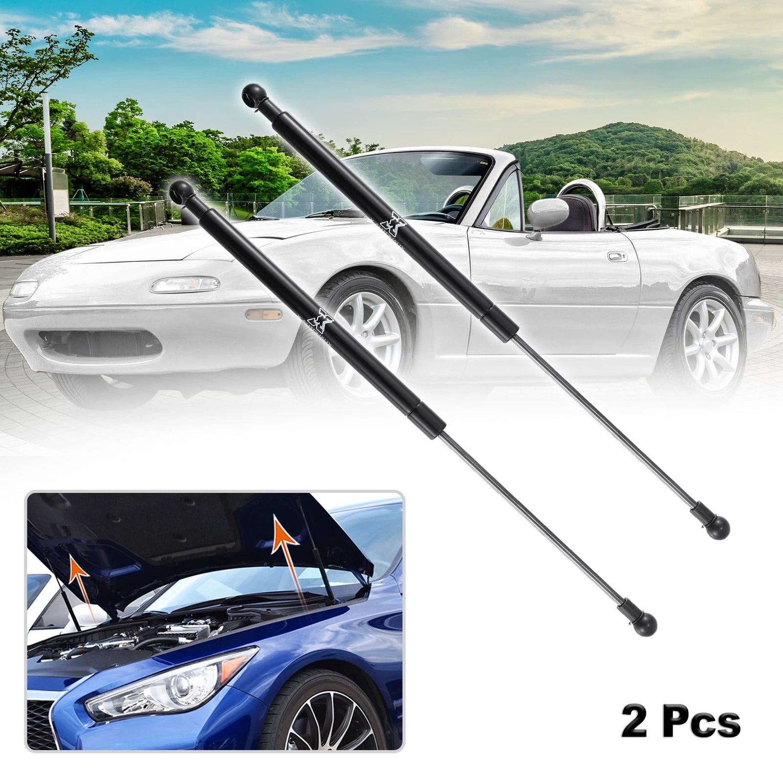 2pcs Front Hood Lift Supports Gas Struts Replacement for Mazda MX-5 (2015–2021)