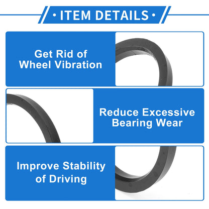 Set of 4 Wheel Hub Centric Rings for Car (93.1mm to 78.1mm) Black Polycarbonate