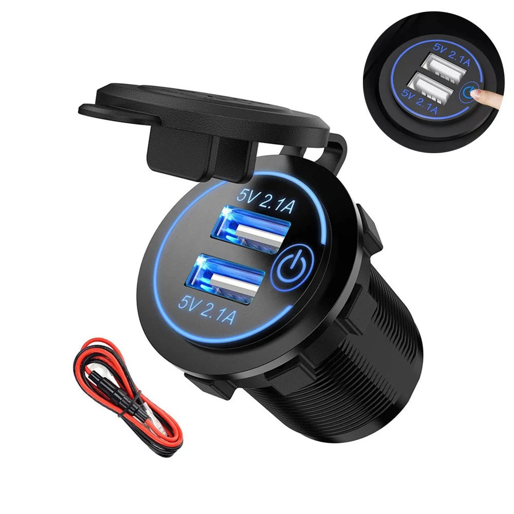 Cigarette Lighter Socket USB Charger Power Adapter for Car (Waterproof)