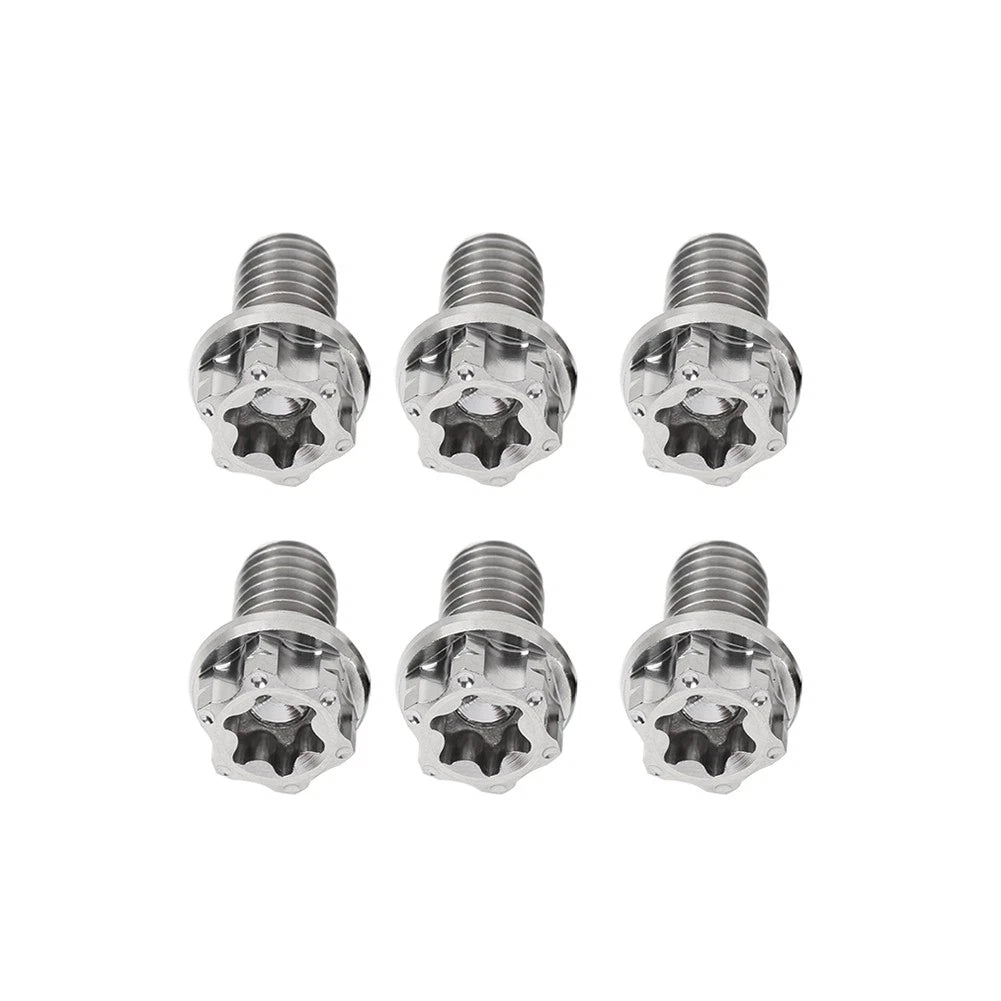 6X M6x15mm Titanium Torx Head Flange Screws for Motorcycle Bike