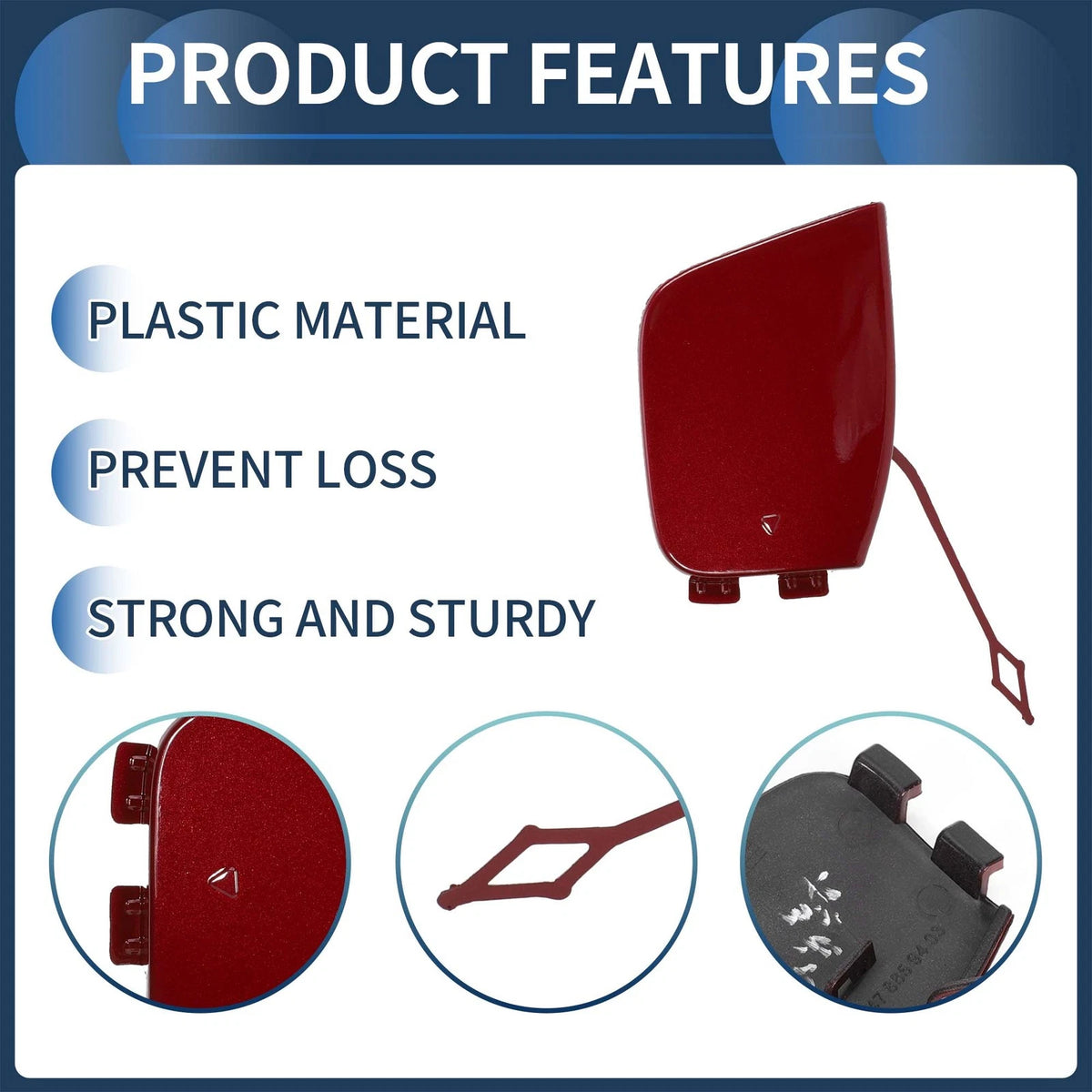 Front Right Tow Hook Cover for Mercedes-Benz GLA Class (2015–2023) No.A2478859403 Red