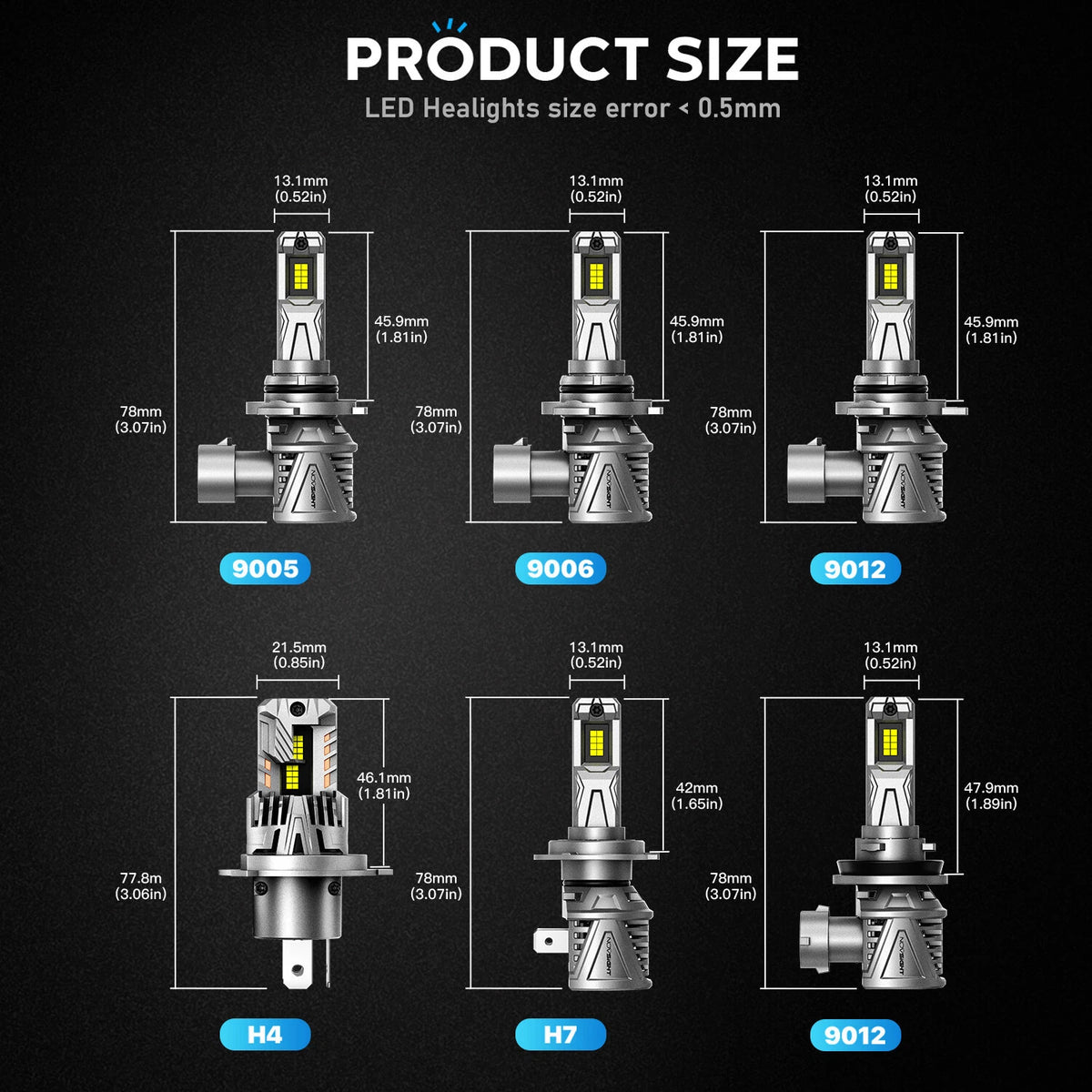 2X LED Headlight Bulbs 9005 9006 H7 H11 H13 for