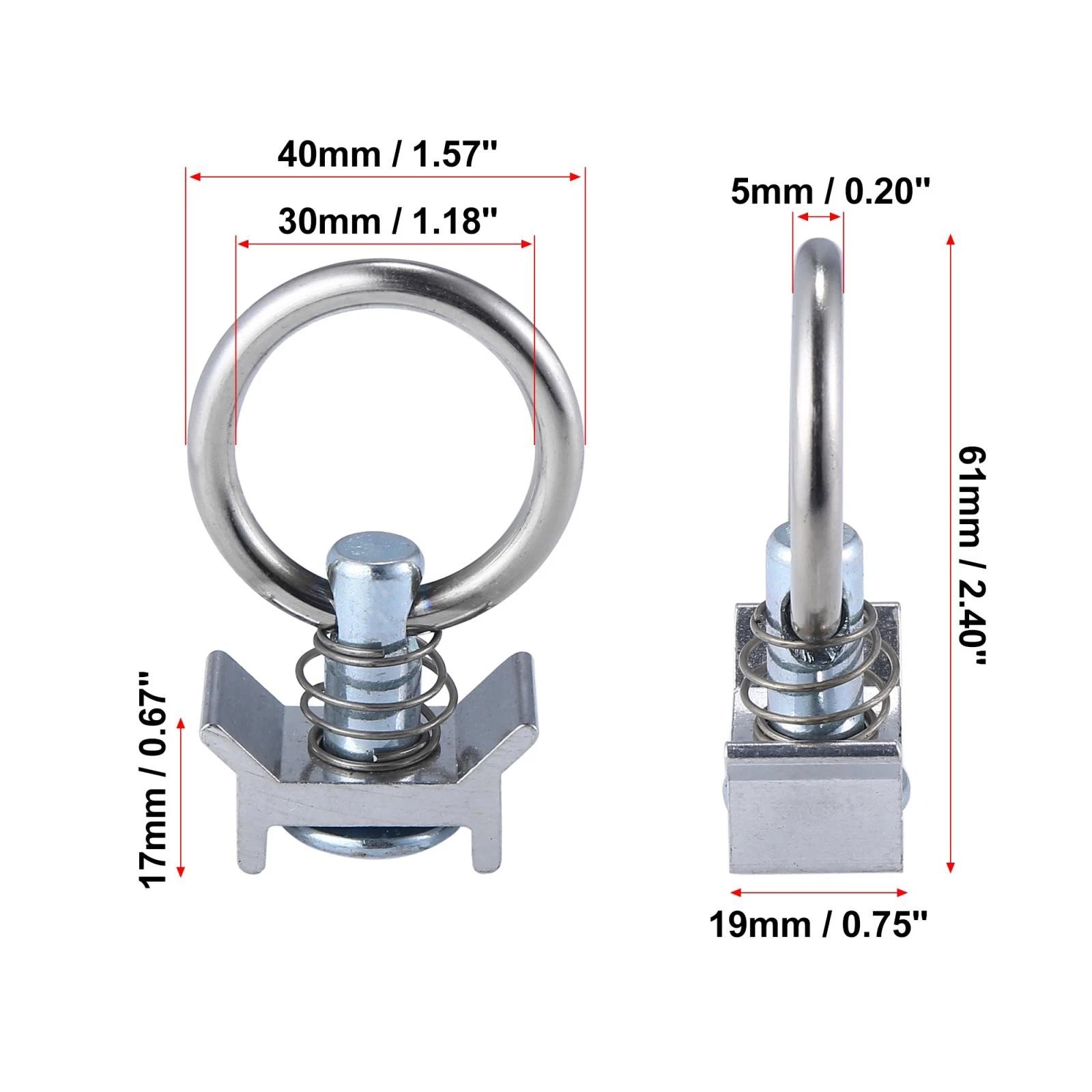 L Track Tie-Down Single Stud with Round Ring for Trailer Trucks (20-Pack)