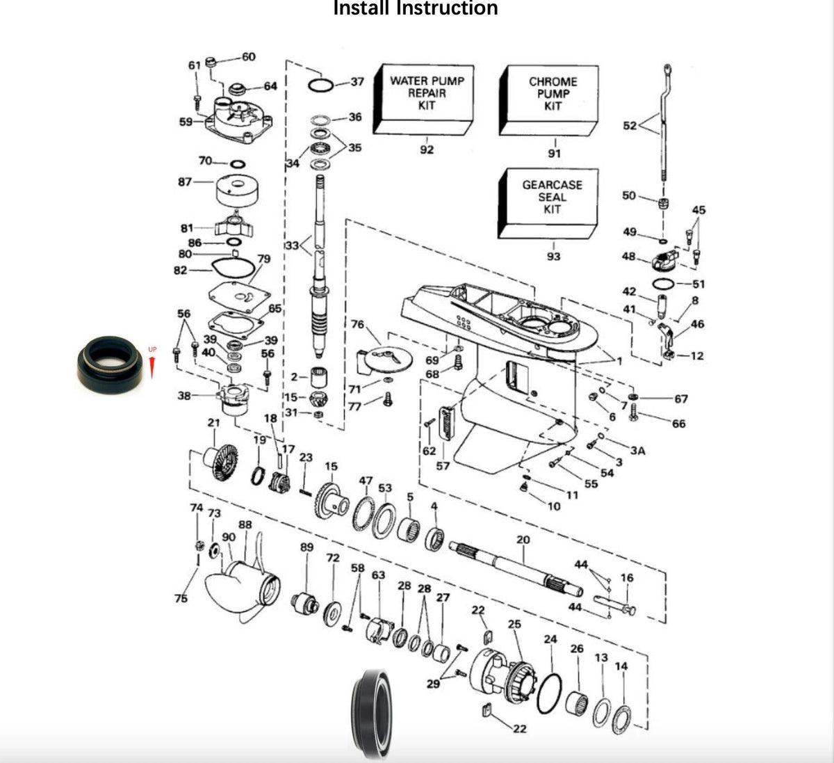 BRP 433550 Johnson Evinrude Outboard Gearcase Seal Kit