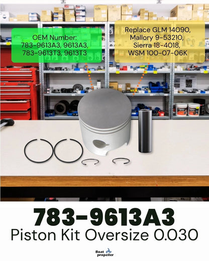 Piston Kit 783-9613A3 9613A3 18-4018 14090 +Ring for Mercury 45-60 HP (N/A)