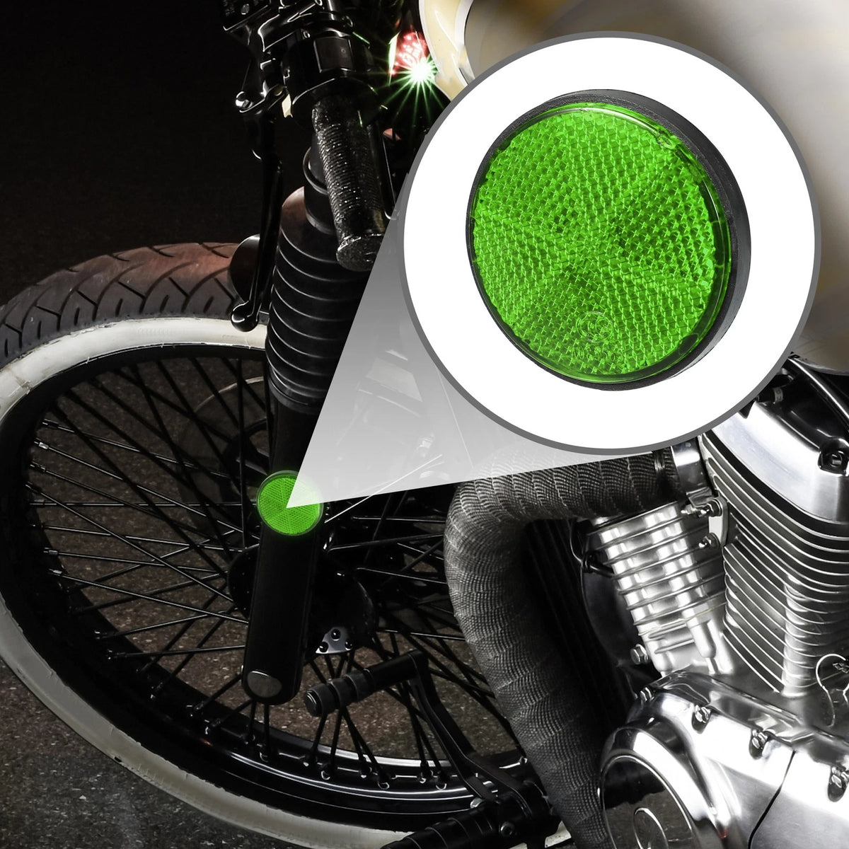 4PCS Universal Round Motorcycle Bike Reflectors 2.2in Green for Universal (2000–2025)