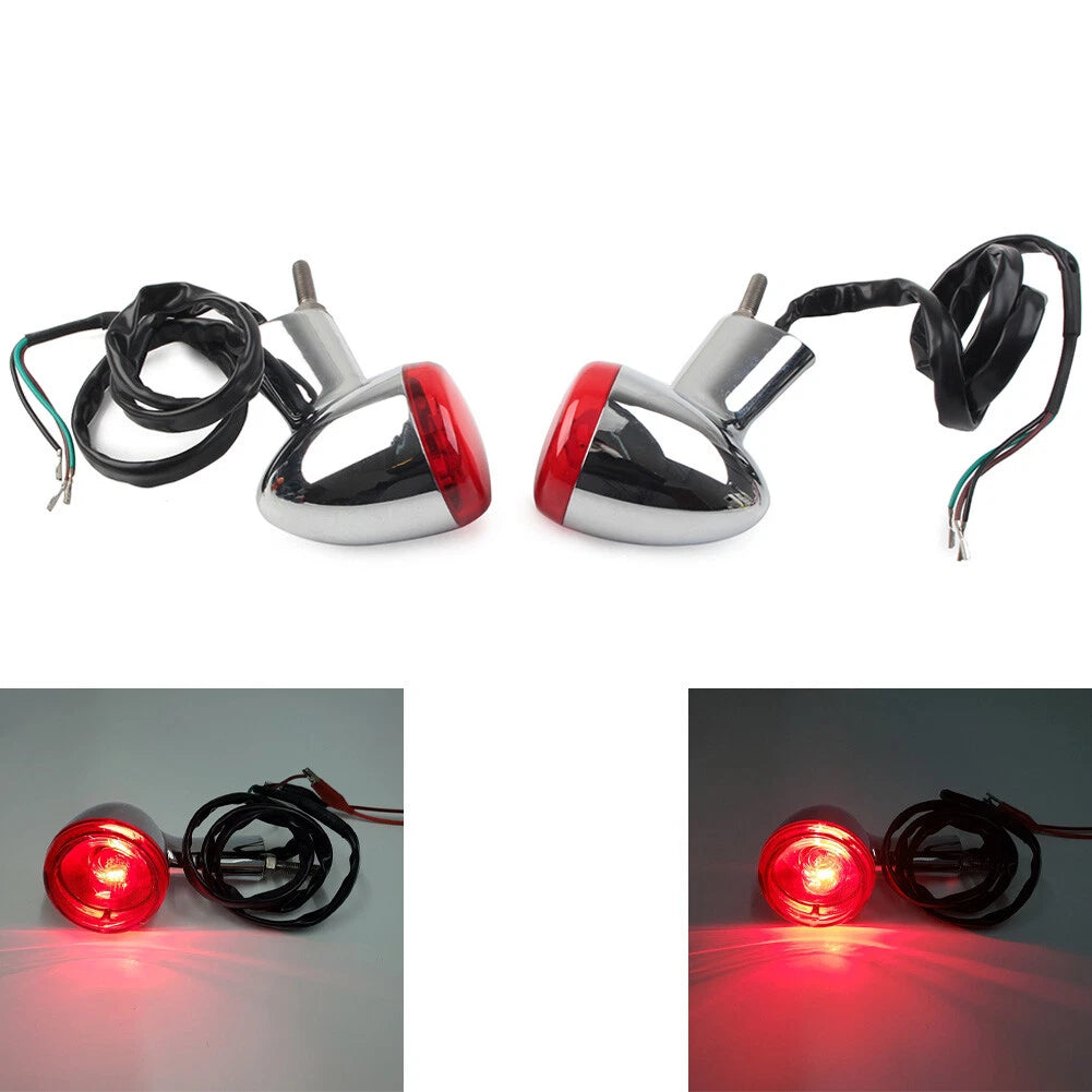 Rear Turn Signals Light Fit Harley XL883 1200 X48 2004-22 Chrome Shell Red Lens