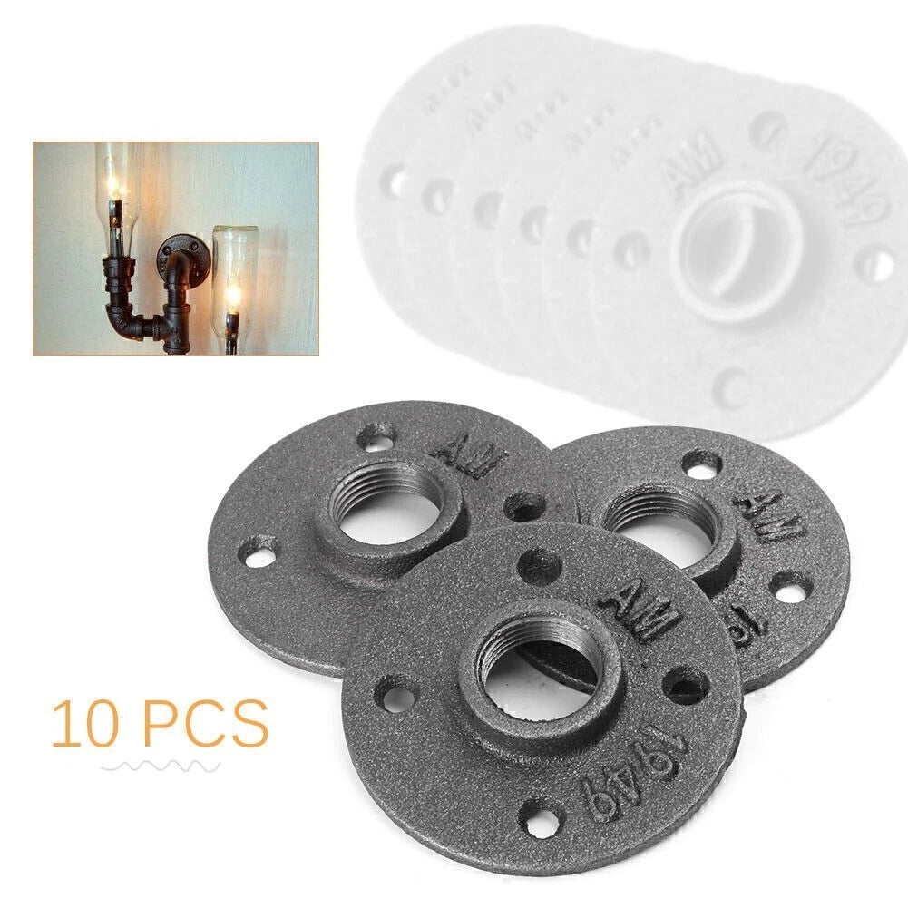 10x 3/4" Malleable Threaded Floor Iron Flange Pipe Fitting Wall Mount