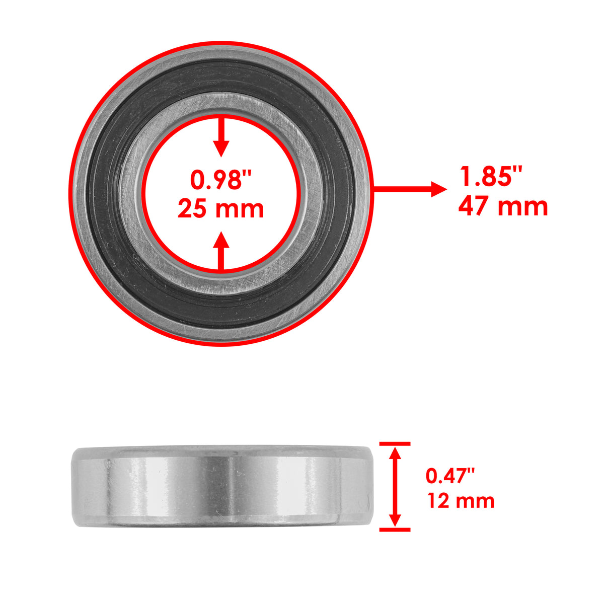 Rubber Sealed Ball Bearing Replacement for 6005 25x47x12 mm (2000–2000)