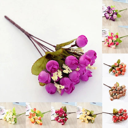 15 Heads Small Bud Roses for Decor and Photo Props