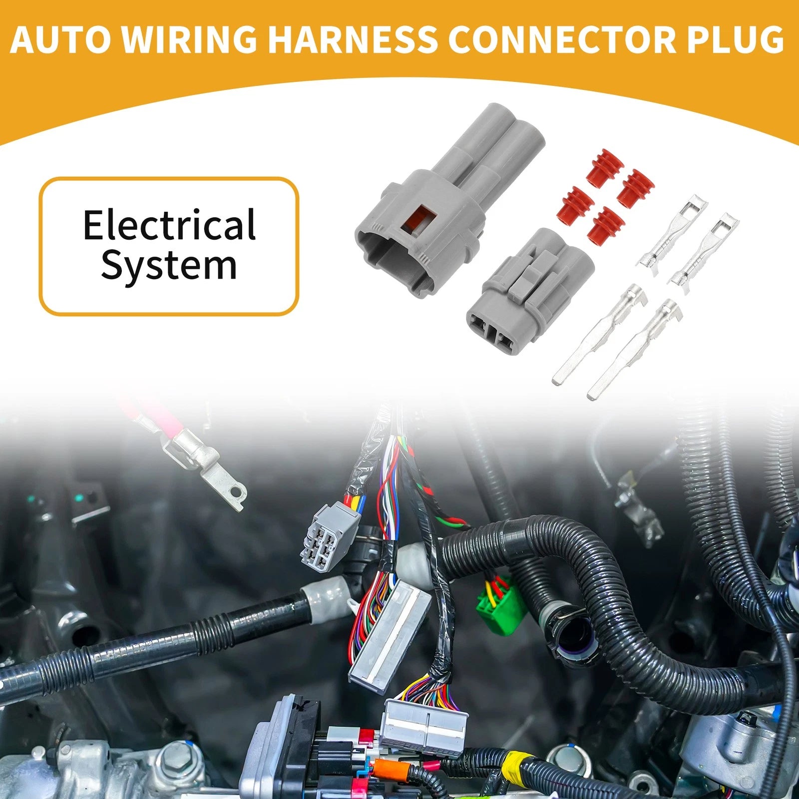 2 Pin Auto Wiring Harness Connector Plug for Honda (1 Set) (2000–2024)