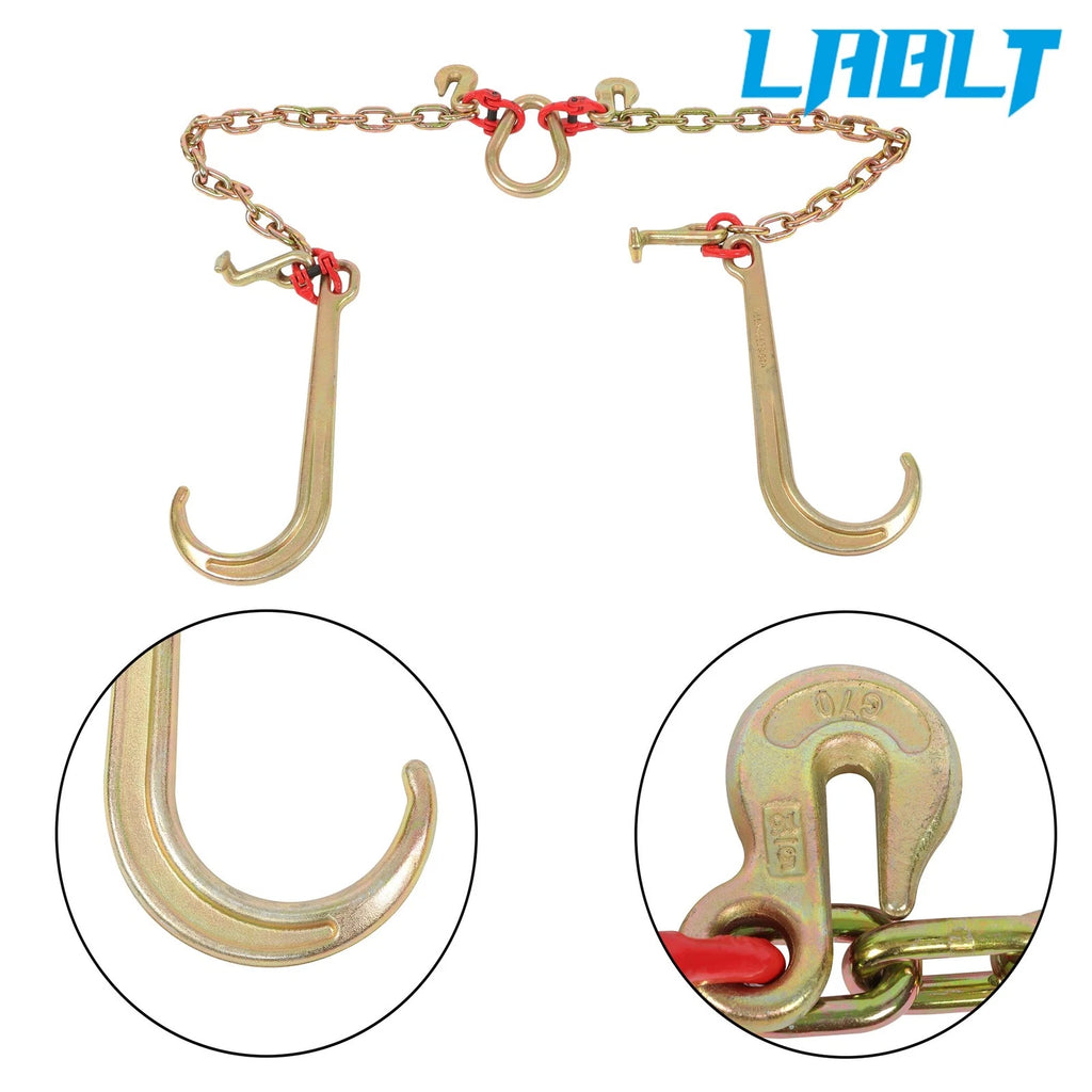 2X 5/16in × 2ft Double Limb Hook Chain G80 Load 10800lbs with J Hooks
