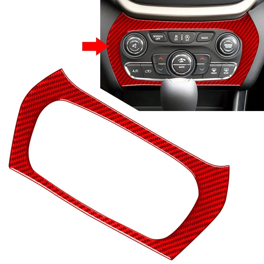 Red Multimedia Air Conditioning Panel Cover Trim for Jeep Cherokee (2014–2023)