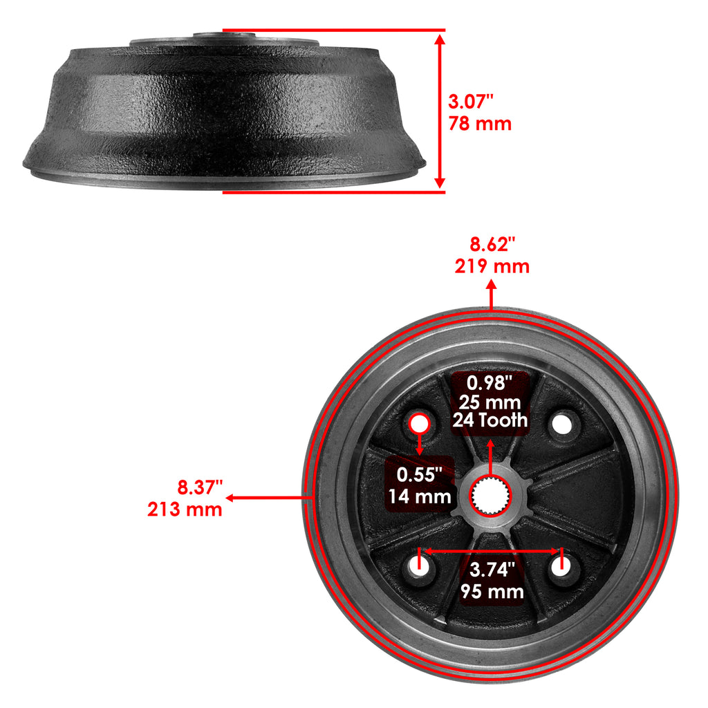 Rear Brake Hub Left Right with Studs for Kawasaki Mule 4010 4x4 (2009–2021)