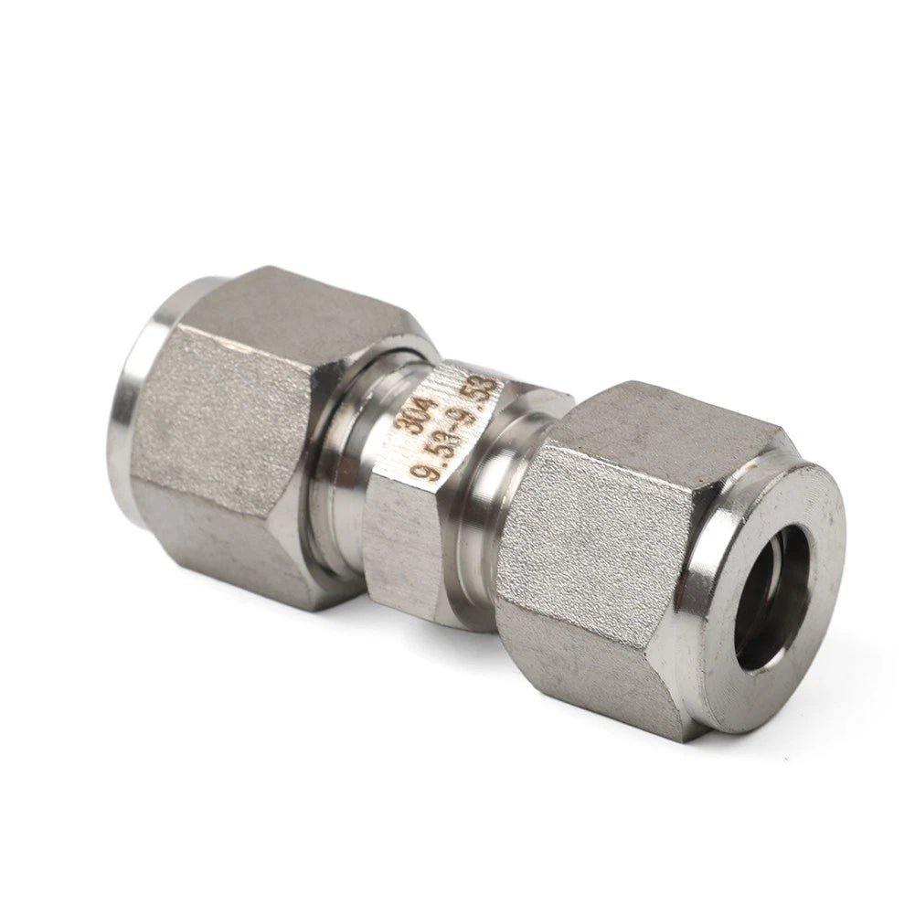 3/8" Equal OD Straight Through Ferrule Pipe Tube Connector Fitting