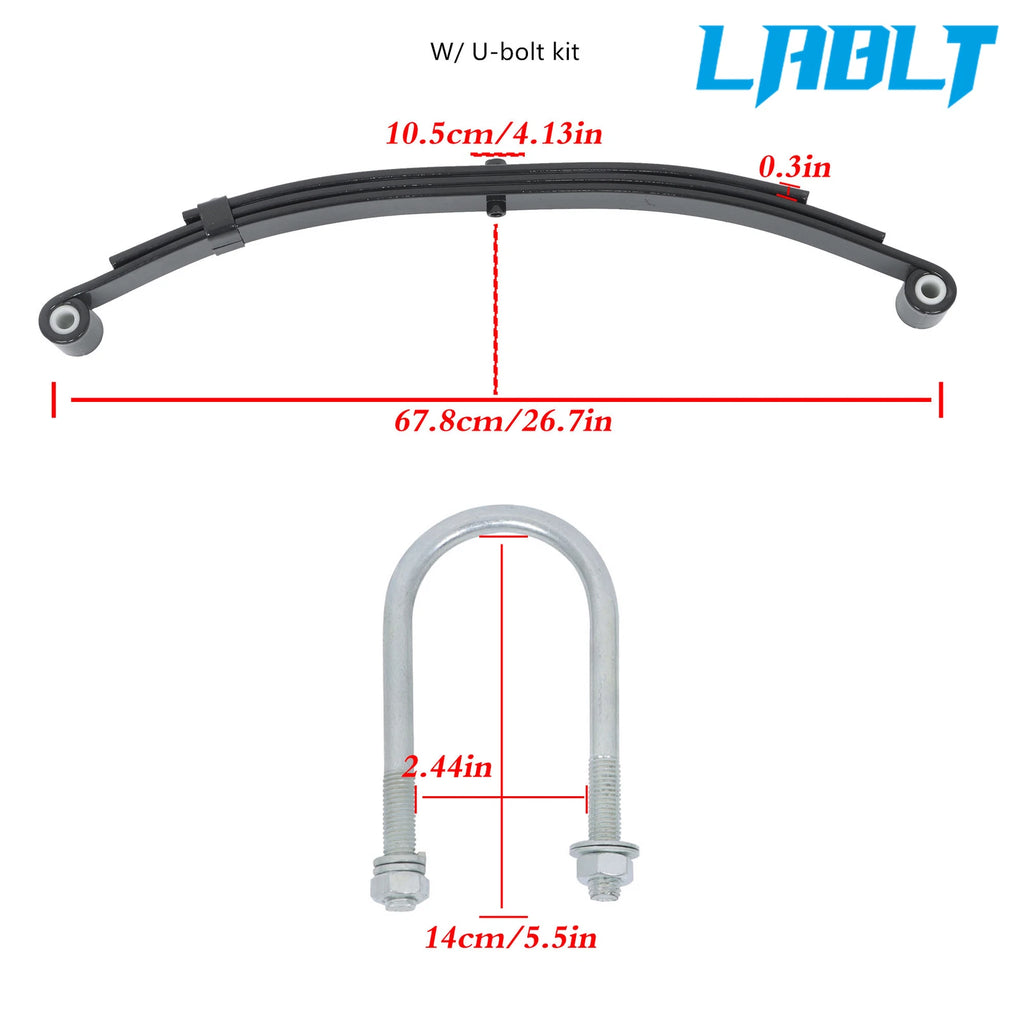 Single Trailer Axle Suspension Kit for LABLT (4000lb, 3 Leaf Spring)
