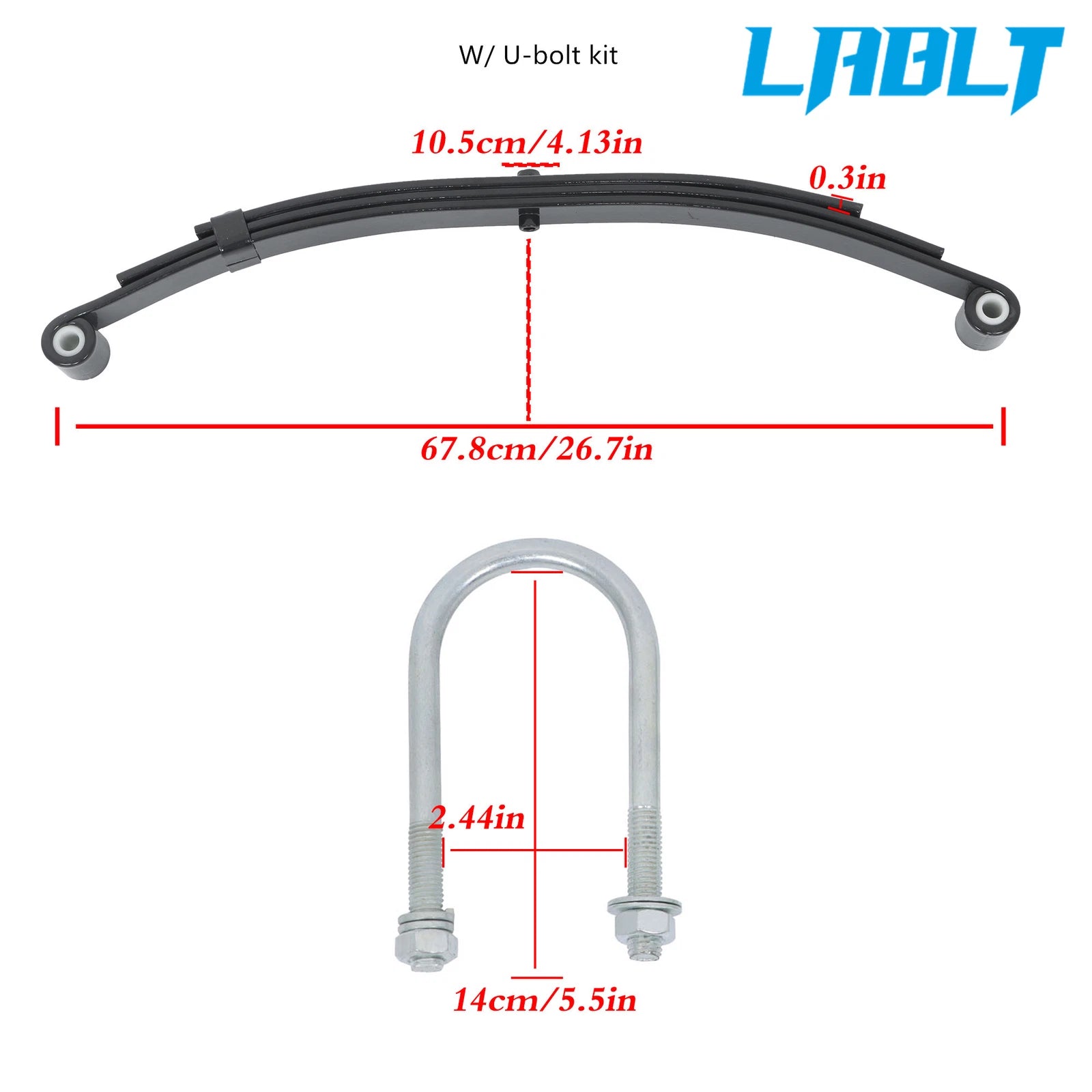 Single Trailer Axle Suspension Kit for LABLT (4000lb, 3 Leaf Spring)