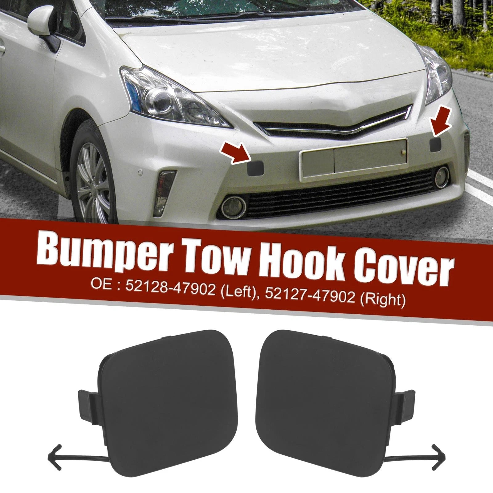 Front Bumper Tow Hook Cover Set for Toyota Prius V (2012–2017)