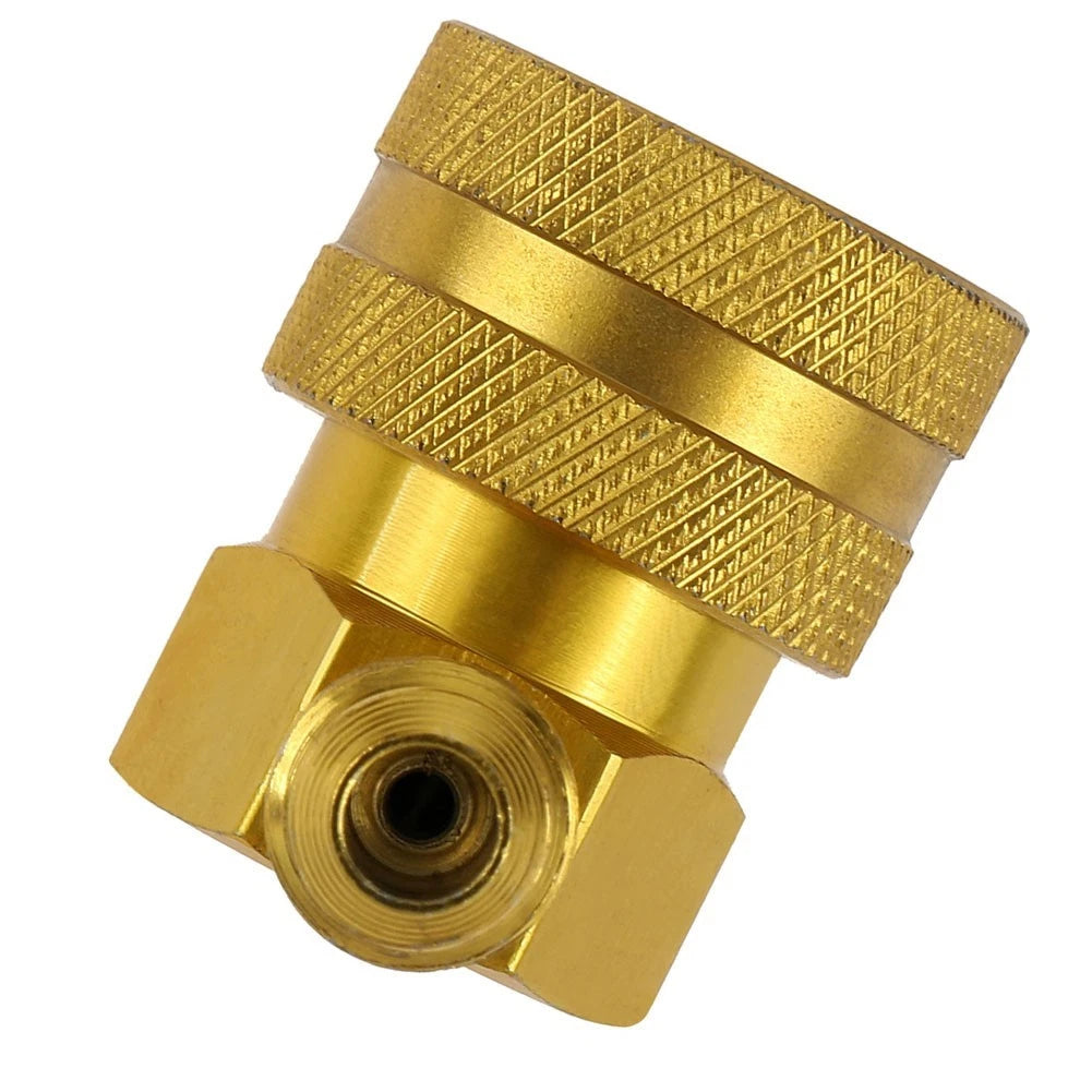 90 Degree Brass Quick Coupler Adapter for R134a AC (1/4 inch SAE)