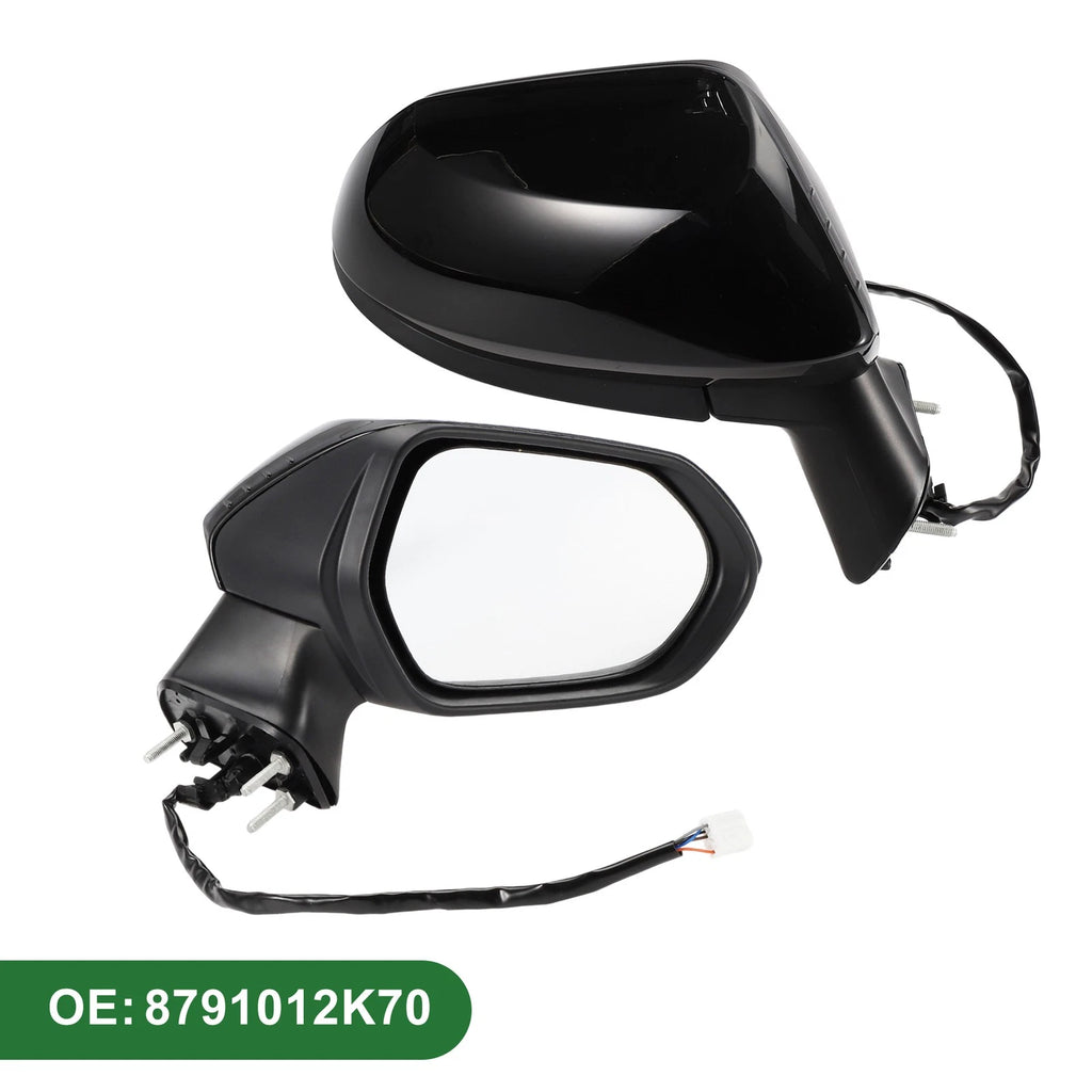 Right Side Door Mirror Replacement Manual Folding Gloss Black for Toyota Corolla (2005–2015)