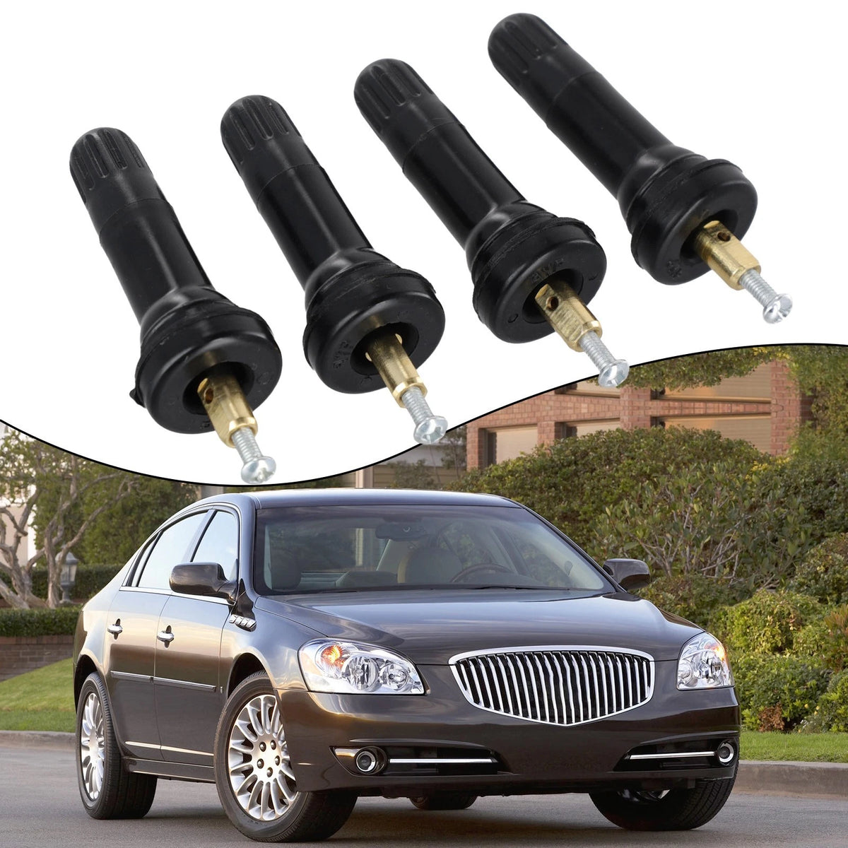 Set of 4 Rubber Valve Stems for GMC Cadillac Chevy TPMS Sensors