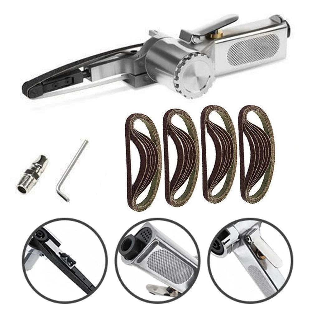 Air Finger Belt Sander Power File Detail Sanding Tool + 50 Belts