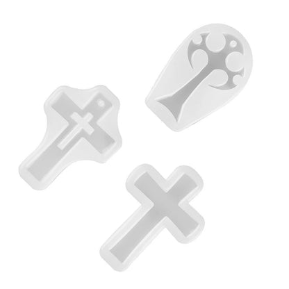 3-Pack Silicone Cross Resin Mold for Jewelry Casting Tool