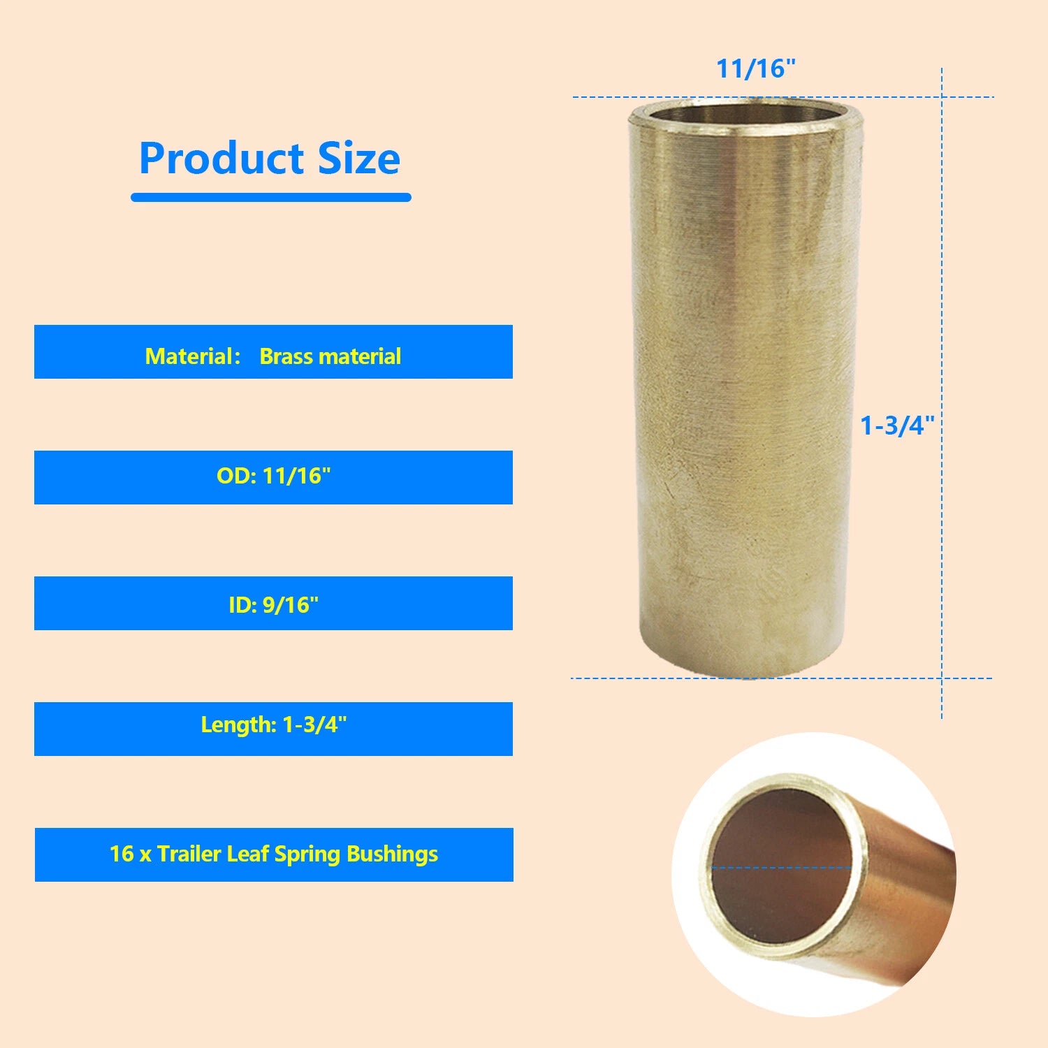 8X Trailer Leaf Spring Bushing Kit for