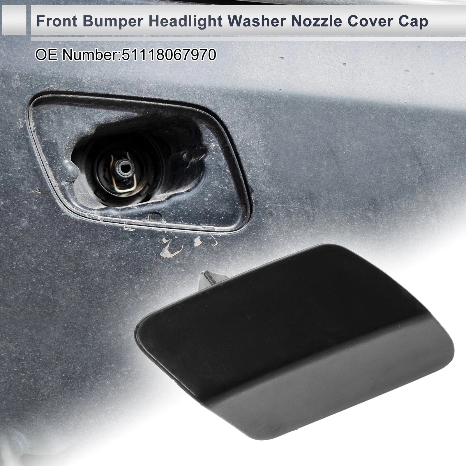 Front Right Bumper Headlight Washer Nozzle Cover Cap for BMW 320i (2005–2012)