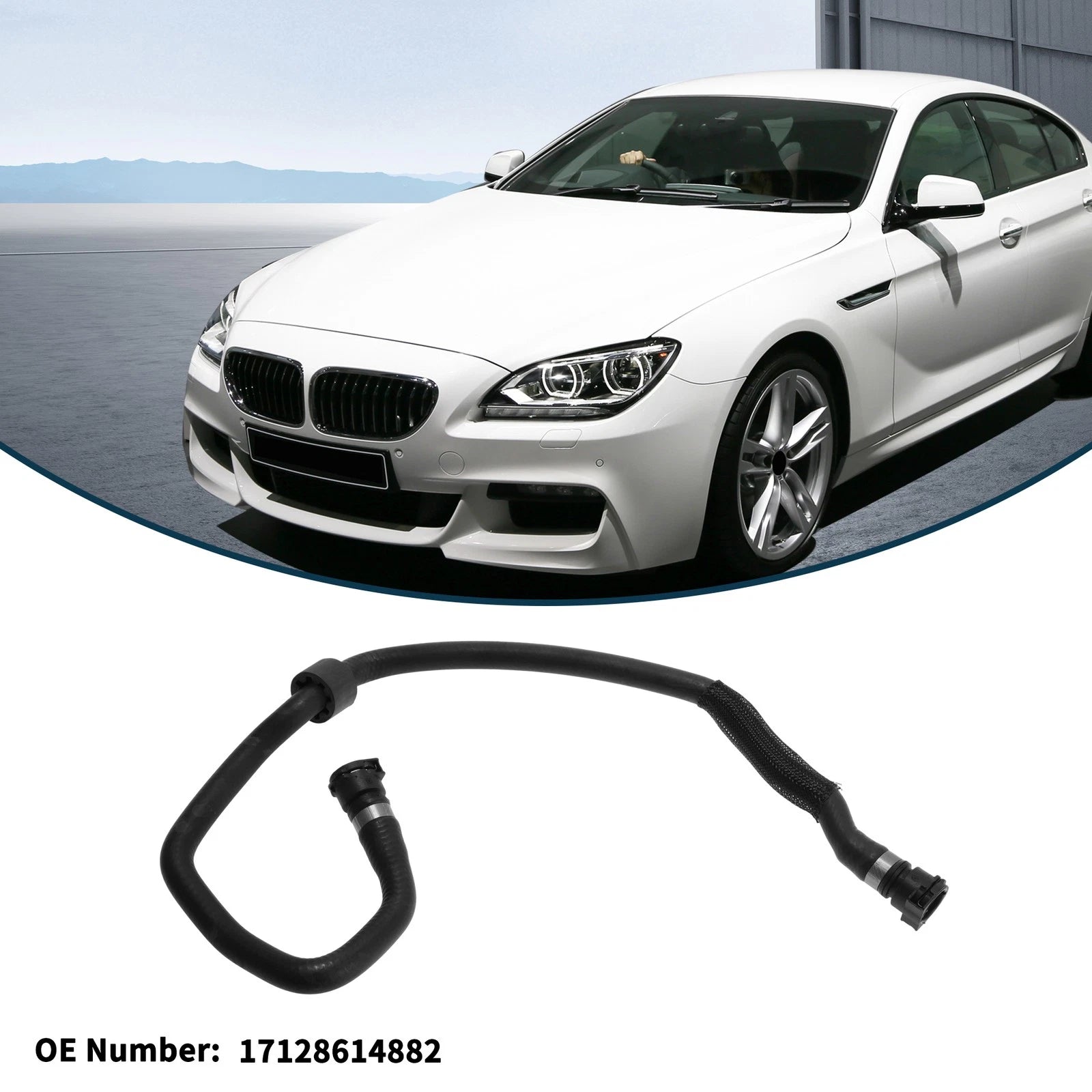Radiator Hose Replacement for BMW 640i 2014–2017 Rubber Downpipe Black 1 Pc