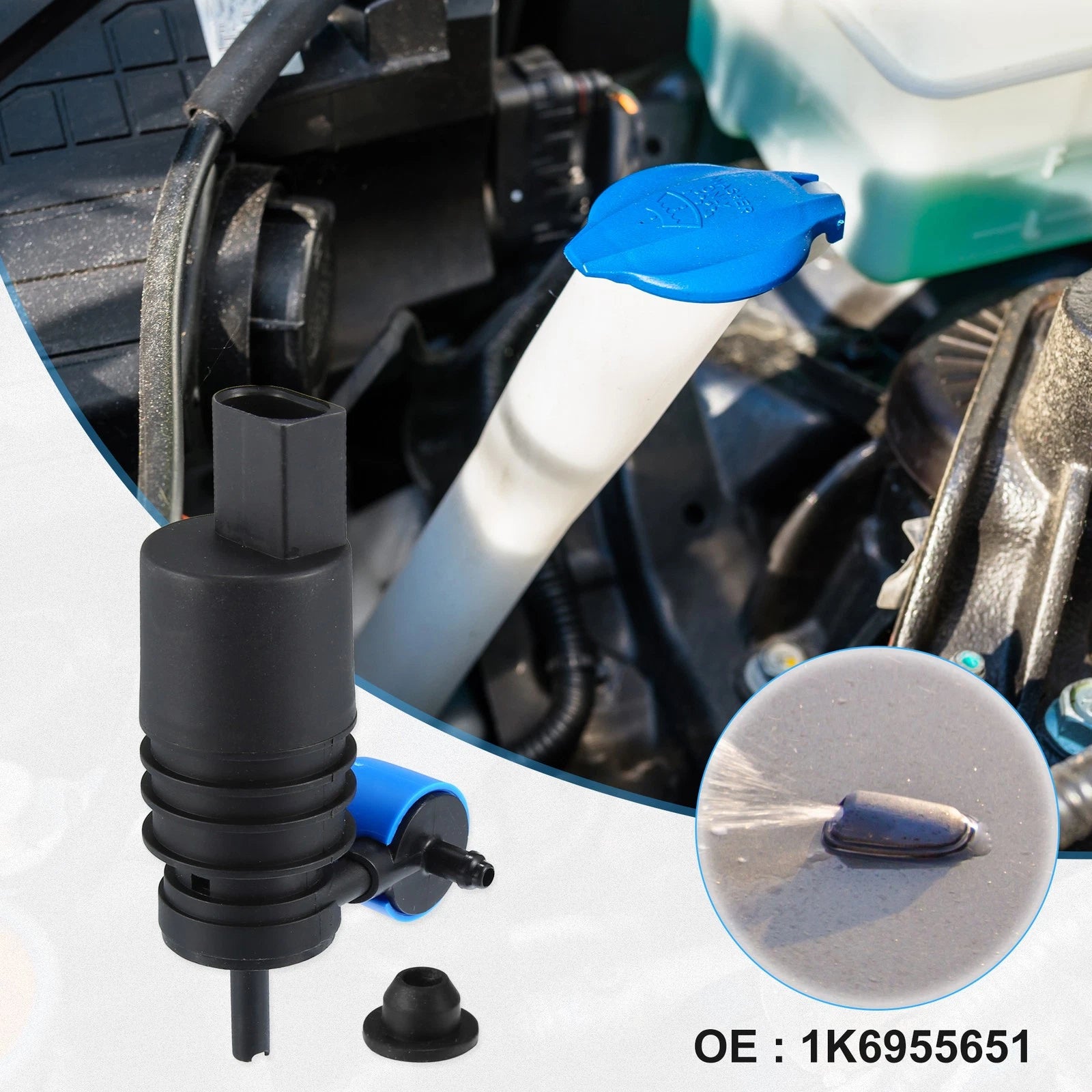 Windshield Washer Pump Replacement for Audi A3 (2006–2015) Black