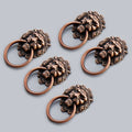5Pcs Vintage Lion Head Ring Pull Handle Knobs for Cupboard Door Drawer