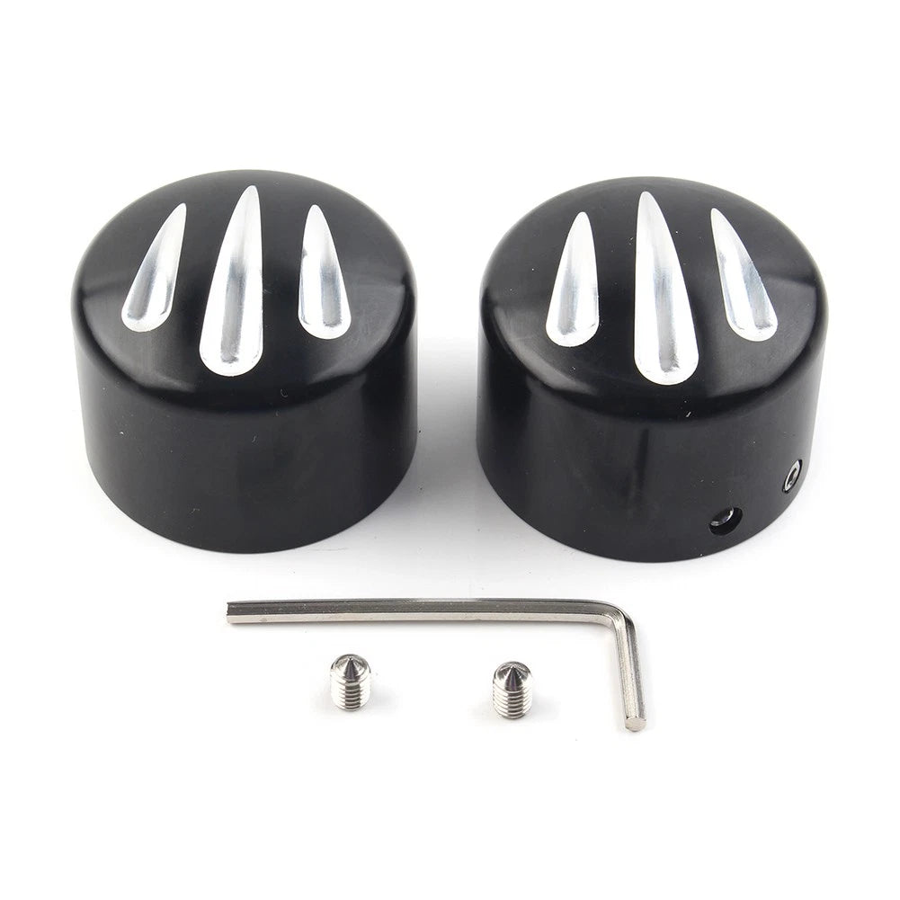Black Front Cut Axle Nut Cap Covers for Harley Softail Touring (2018–2023)