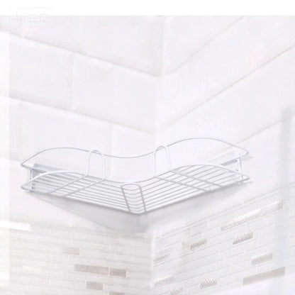 Bathroom Corner Shelf Wall Mounted Metal Storage Basket - Modern Design