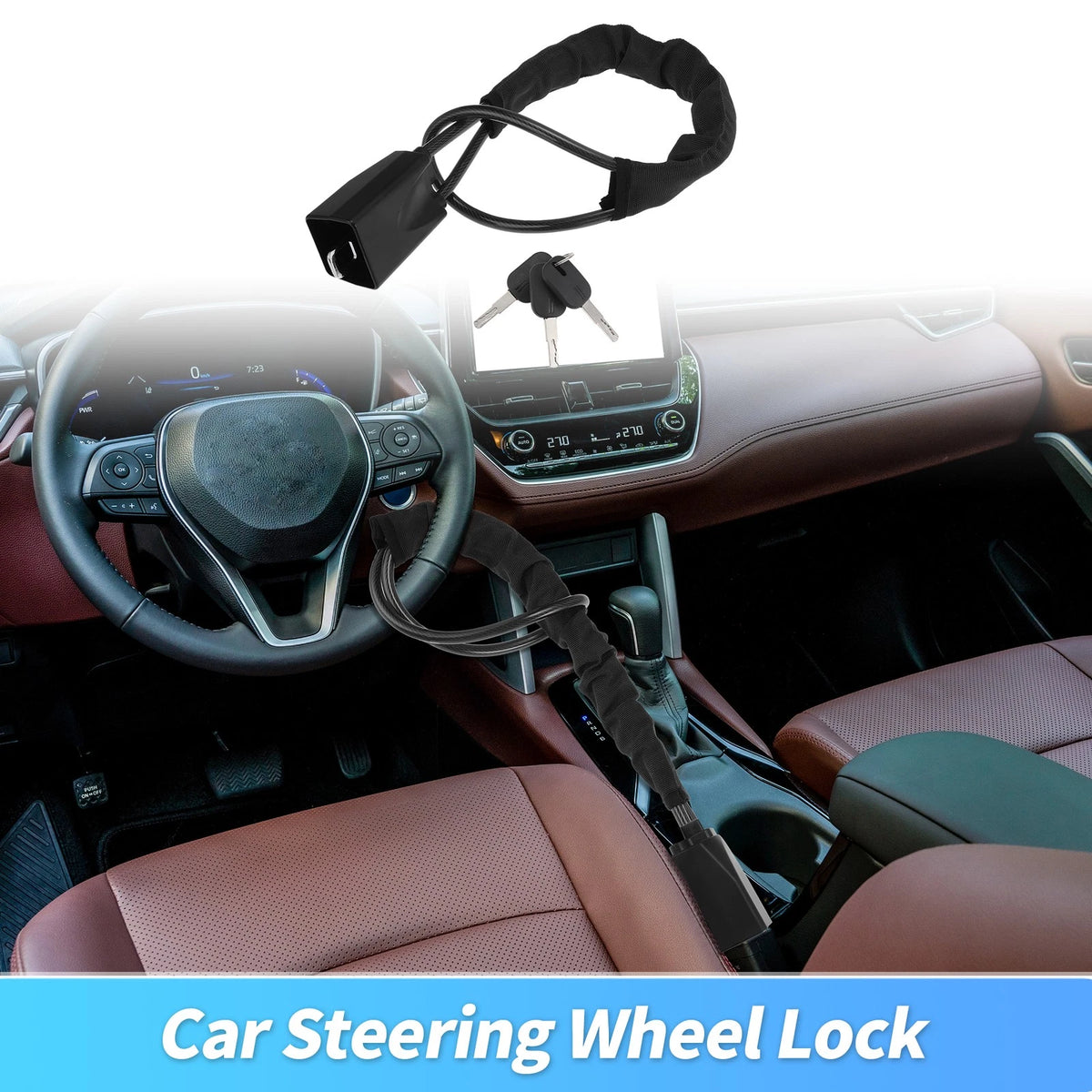 Steering Wheel Lock & Seat Belt Lock for Universal Vehicles (2010–2023)