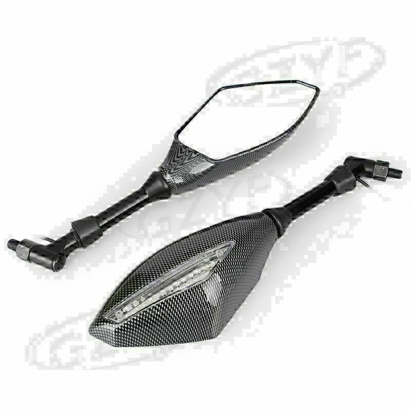 Pair LED Turn Signals Brake Light Handle Bar Rearview Mirrors Universal