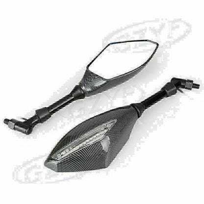Pair LED Turn Signals Brake Light Handle Bar Rearview Mirrors Universal