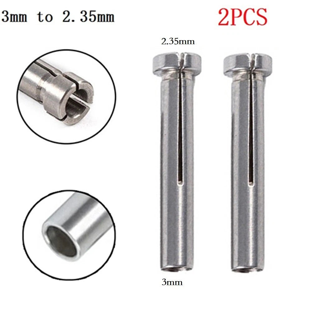 Stainless Steel Conversion Head for Electric Drills (2PCS, 2.35 to 3mm Shank)