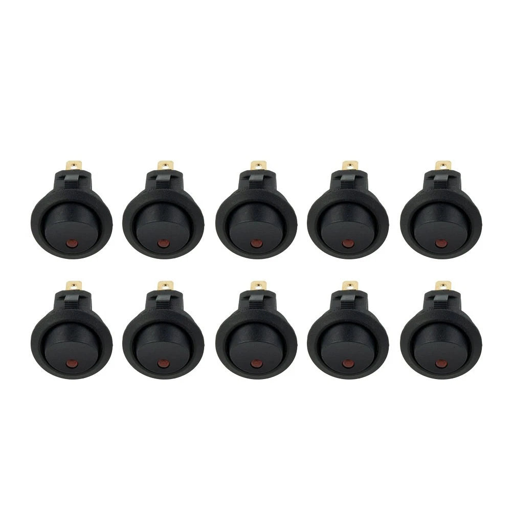 10pcs Dot LED Rocker Toggle Switch for Car Boat (12V)
