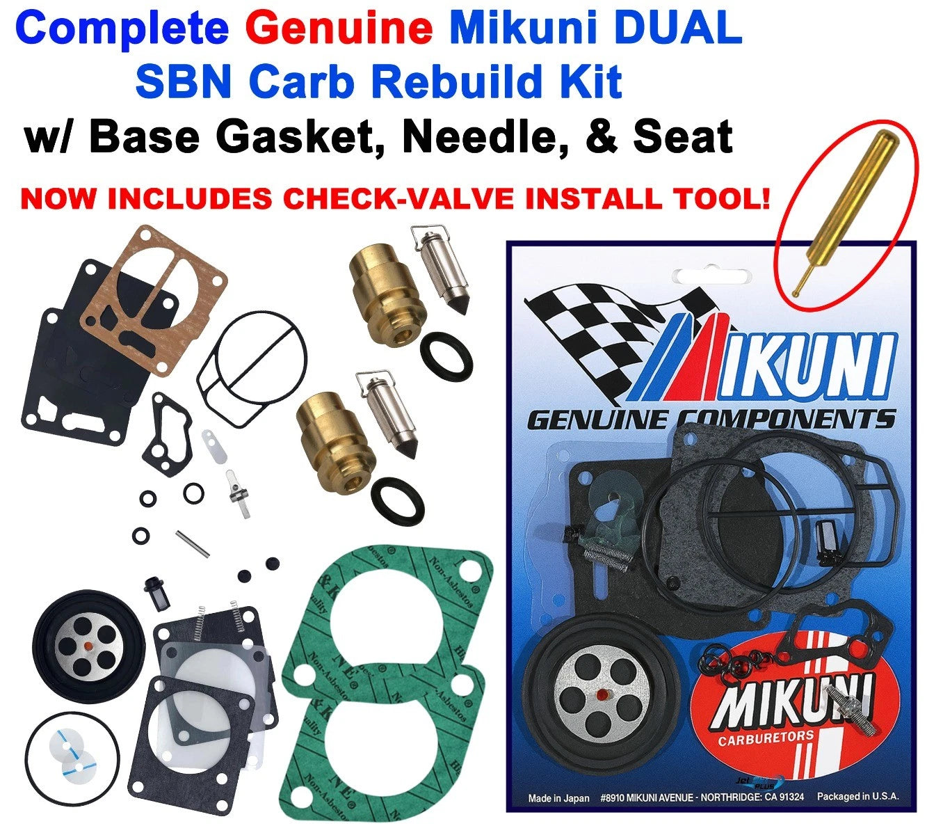 Dual Mikuni Carb Rebuild Kit for Sea Doo XP 717 (1995) - Base Gasket & Needle Seat