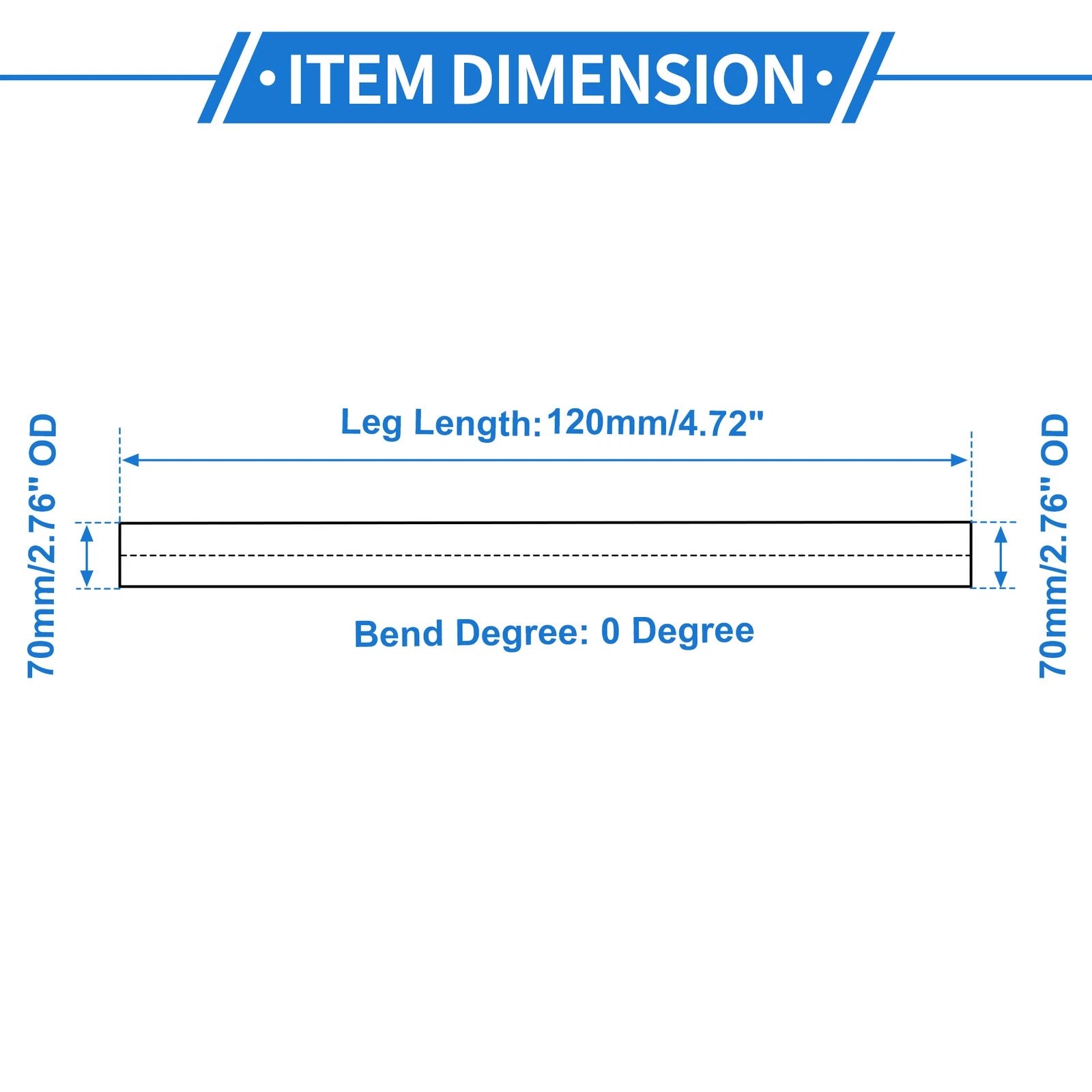 2.76" OD Intercooler Pipe for Universal Applications (0° Angle, Black)